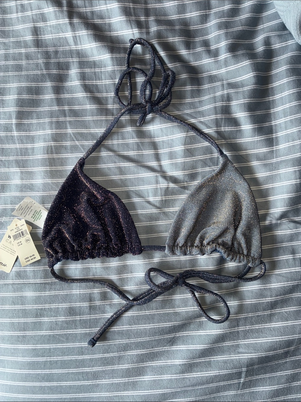 Glitter Triangle Bandeau - Navy/Slate with Gold Shimmer